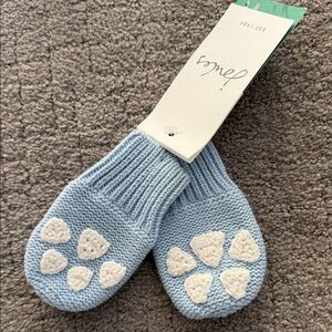 Joules Blue Baby Mittens with White Paw Prints